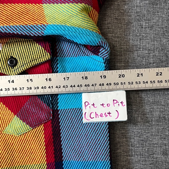 Topo Designs Plaid Cotton Flannel Button Down Shirt - Women's Size M - Red Multi - Picture 6 of 9